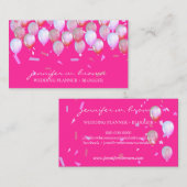 Klassieke Roze Confetti Vliegende Ballon Feeststij Visitekaartje (Voorkant / Achterkant)