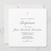 Klassieke roze cross-baptisme-uitnodiging kaart (Voorkant)