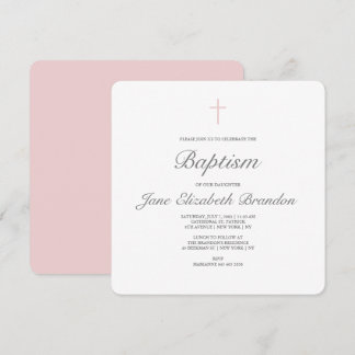 Klassieke roze cross-baptisme-uitnodiging kaart
