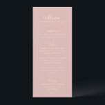 Klassieke Roze Elegante Huwelijk Menu<br><div class="desc">Klassieke huwelijksmenu's met een eenvoudig en tijdloos ontwerp met elegant script en traditionele seriële lettertypen.</div>