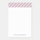 Klassieke roze en blauwe strepen post-it® notes (Voorkant)