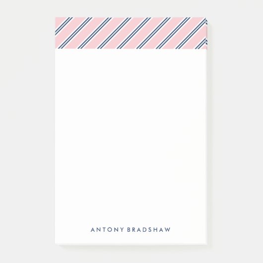 Klassieke roze en blauwe strepen post-it® notes (Voorkant)