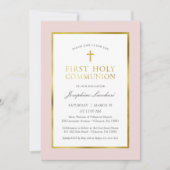 Klassieke roze en gouden uitnodiging tot communaut (Voorkant)