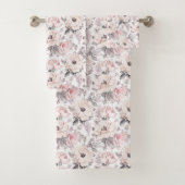 Klassieke roze en grijs patroon bad handdoek (Insitu)