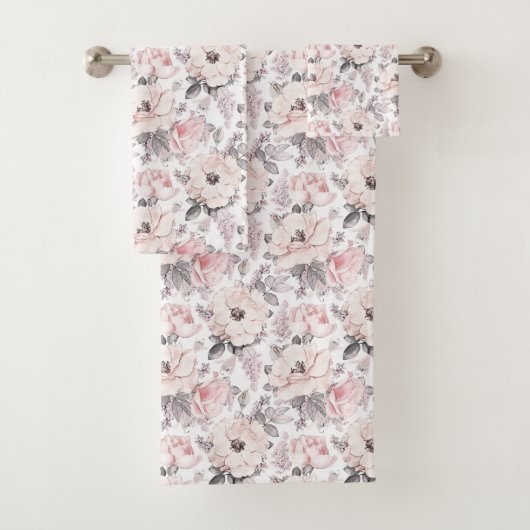 Klassieke roze en grijs patroon bad handdoek (Insitu)