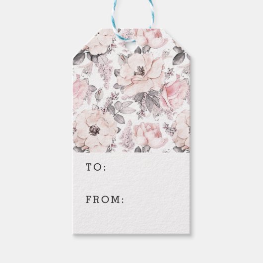 Klassieke roze en grijs patroon cadeaulabel (Voorkant)
