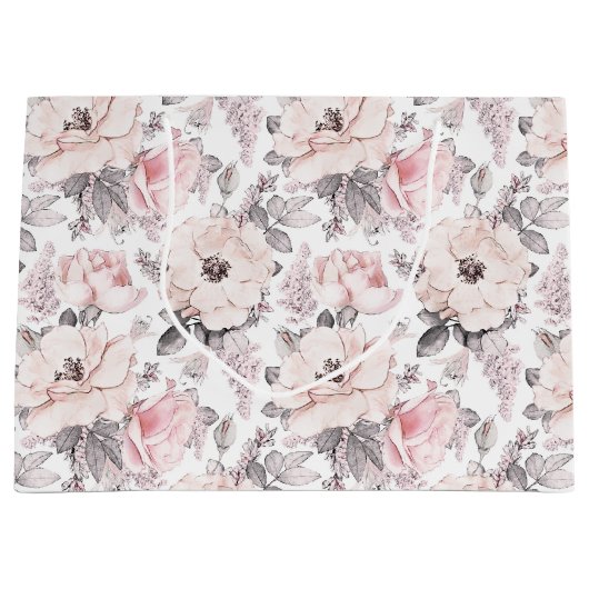 Klassieke roze en grijs patroon groot cadeauzakje (Voorkant)