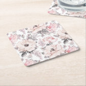 Klassieke roze en grijs patroon kartonnen onderzetters (Schuin)