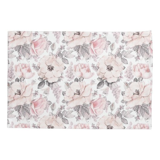 Klassieke roze en grijs patroon kussensloop (Achterkant-Links)