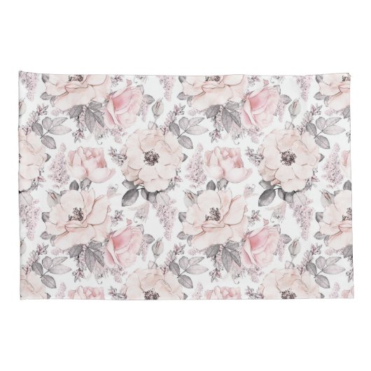 Klassieke roze en grijs patroon kussensloop (Achterkant-Rechts)