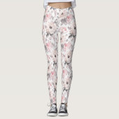 Klassieke roze en grijs patroon leggings (Voorkant)