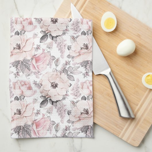 Klassieke roze en grijs patroon theedoek (Quarter Fold)