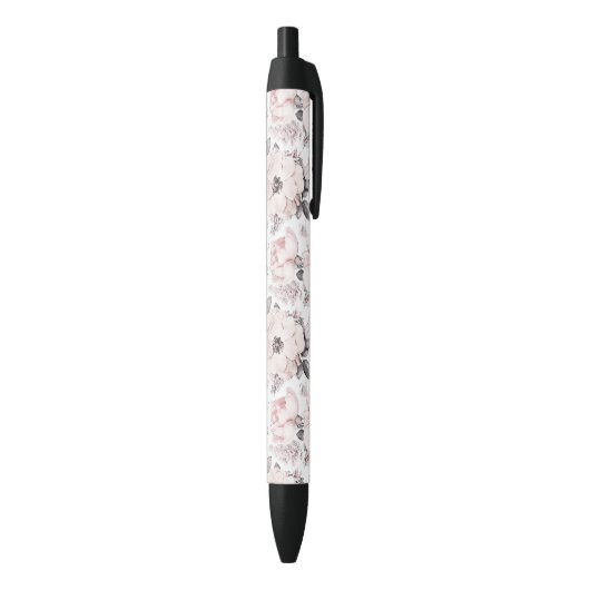 Klassieke roze en grijs patroon zwarte inkt pen (Achterkant (Verticaal))