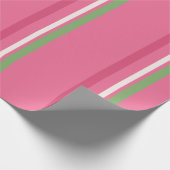 Klassieke roze en groene streep cadeaupapier (Hoek)