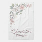 Klassieke roze en ivoren Rozen Flora Theedoek (Verticaal)