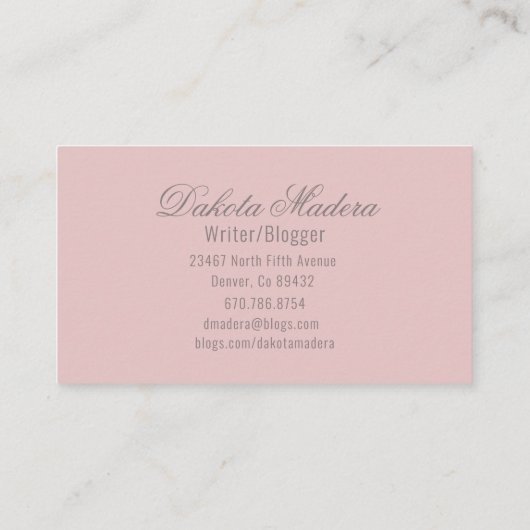 Klassieke roze en ivoren Rozen Visitekaartje (Achterkant)