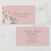 Klassieke roze en ivoren Rozen Visitekaartje (Voorkant / Achterkant)