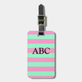 Klassieke roze en Mint Green Striped Patroon Bagagelabel (Voorkant verticaal)