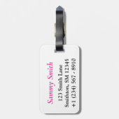 Klassieke roze en Mint Green Striped Patroon Bagagelabel (Achterkant verticaal)