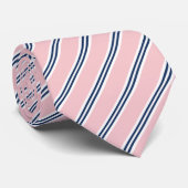 Klassieke Roze en Navy Stripes Stropdas (Opgerold)