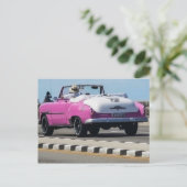 Klassieke roze en witte converteerbare Briefkaarte Briefkaart (Staand voorkant)