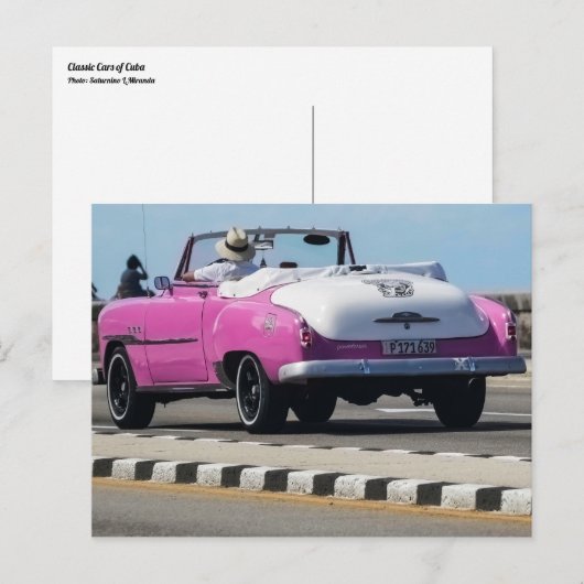 Klassieke roze en witte converteerbare Briefkaarte Briefkaart (Voorkant / Achterkant)