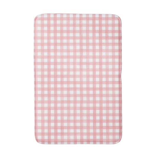 Klassieke Roze en Witte Gingham Plaid Patterned Badmat (Voorkant Verticaal)