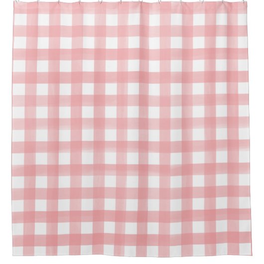 Klassieke Roze en Witte Gingham Plaid Patterned Douchegordijn (Voorkant)