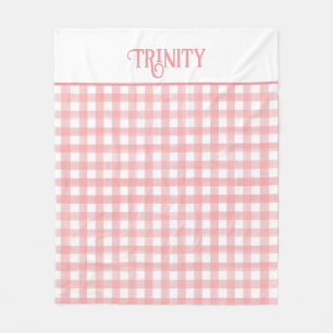 Klassieke Roze en Witte Gingham Plaid Patterned Fleece Deken