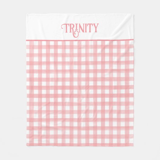Klassieke Roze en Witte Gingham Plaid Patterned Fleece Deken (Voorkant)
