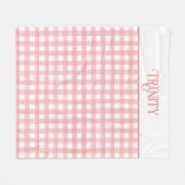 Klassieke Roze en Witte Gingham Plaid Patterned Fleece Deken (Voorkant (Horizontaal))