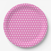 Klassieke Roze en Witte Polka Dot Party Papieren Bordje (Voorkant)