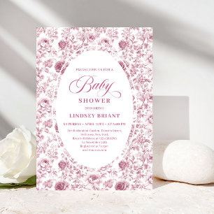 Klassieke roze en witte rozen baby shower kaart