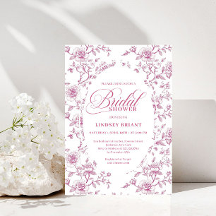 Klassieke Roze en Witte Rozen Toile Bruidsdouche Kaart