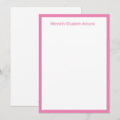 Klassieke roze en witte vlakke gepersonaliseerde N Bedankkaart (Voorkant / Achterkant)