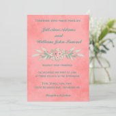 Klassieke roze Floral Wedding Kaart (Staand voorkant)