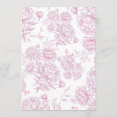 Klassieke Roze Franse Bloem Bruiloft Kaart (Achterkant)