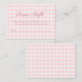 Klassieke roze geruite baby shower luier raffle informatiekaartje