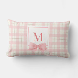 Klassieke Roze Geruite Monogram Kraamkamer Kussen