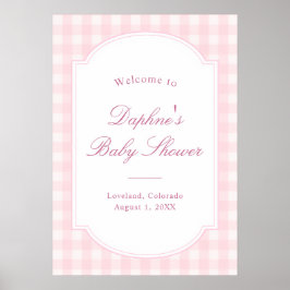 Klassieke Roze Gingham Baby Shower Welkom Poster