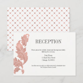 Klassieke Roze Gouden Crest Trouwreceptiekaart Kaart