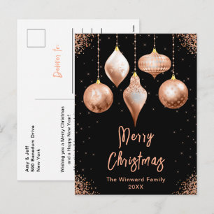 Klassieke Roze Gouden Kerstversiering Prettig Kers Feestdagenkaart