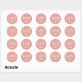Klassieke Roze Gouden Monogram Bruiloft Ronde Sticker (Vel)