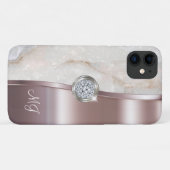 Klassieke roze gouden monogram diamanten sierkunst Case-Mate iPhone case (Achterkant (horizontaal))