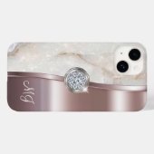 Klassieke roze gouden monogram diamanten sierkunst Case-Mate iPhone case (Achterkant (horizontaal))