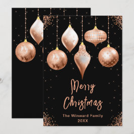 Klassieke roze gouden ornamenten vrolijk kerstfees feestdagenkaart