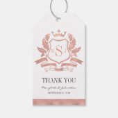 Klassieke roze gouden wapenschild bruiloft bedankk cadeaulabel (Voorkant)