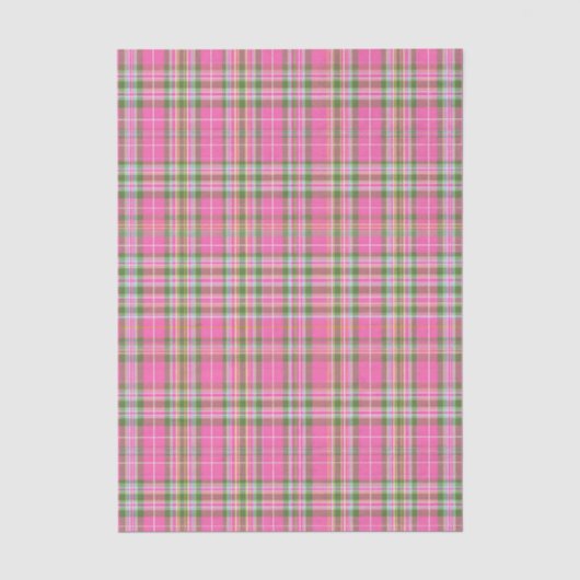 Klassieke Roze & Groene Schotse Plaid Tissuepapier (Voorkant)