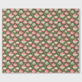 Klassieke  Roze & Groene Vakantie Decoraties Cadeaupapier (Vlak)
