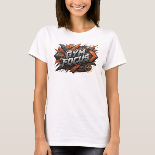 Klassieke Roze GYM FOCUS Statement T-shirt (Voorkant)